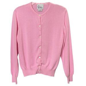 Lilly Pulitzer Vintage 90s Pink Cardigan Sweater Medium Cotton Button Front